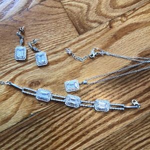 Silver tone and Crystal Bridal Set